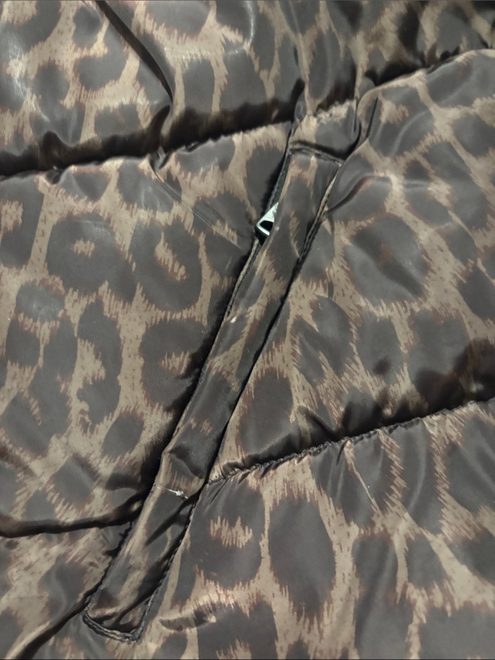 Vince Camuto Black Puffer Jacket with Leopard-Print Hood Lining - Picture 8 of 11